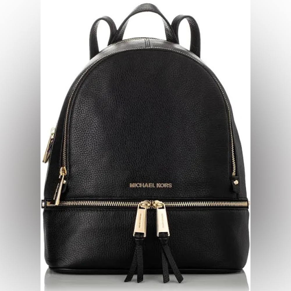 Michael Kors Rhea Zip Black Medium Leather Backpack